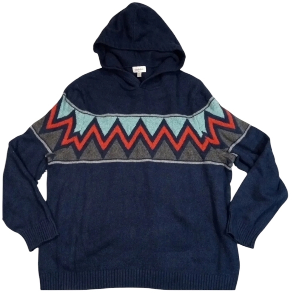 Goodfellow Hooded Aztec Jacquard Pullover Mens Sweater NEW